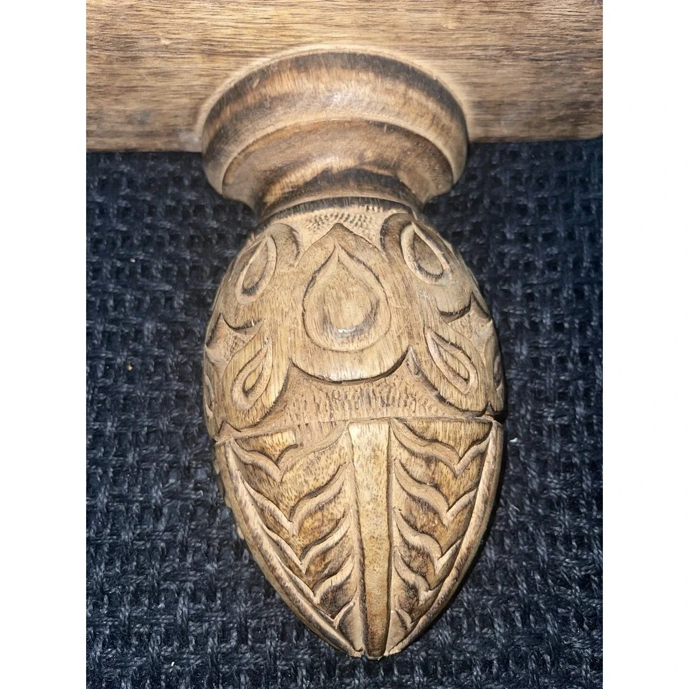 Vintage Hand Carved Wood Wall Sconce Corbel Display Shelf‎ 9